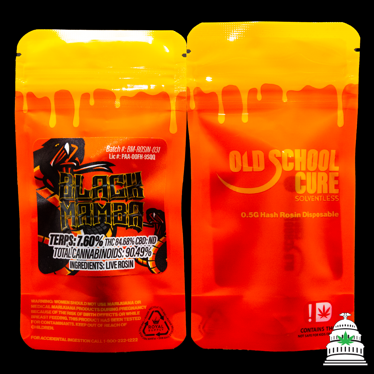 Photograph of product: Black Mamba - Old School Cure Rosin Disposable