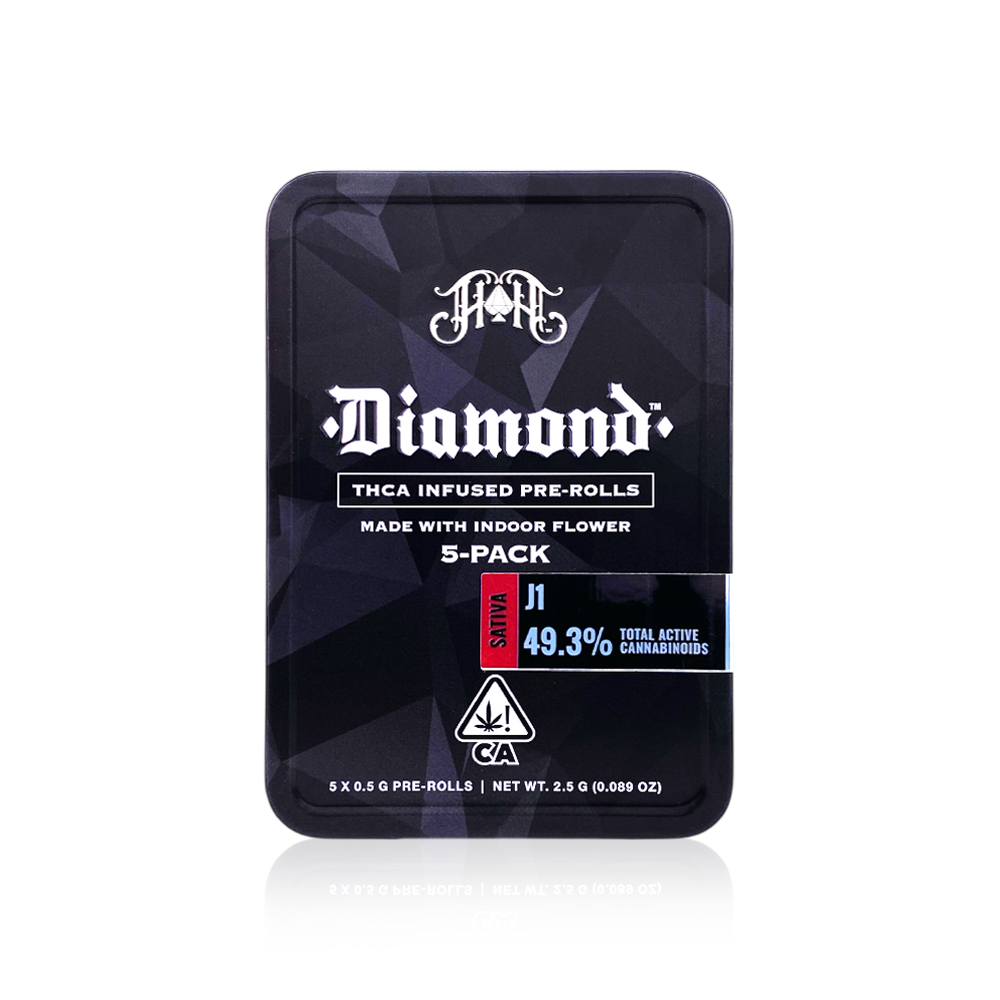 Photograph of product: HEAVY HITTERS - Infused Preroll - J1 - Diamond - 5 Pack - 2.5G