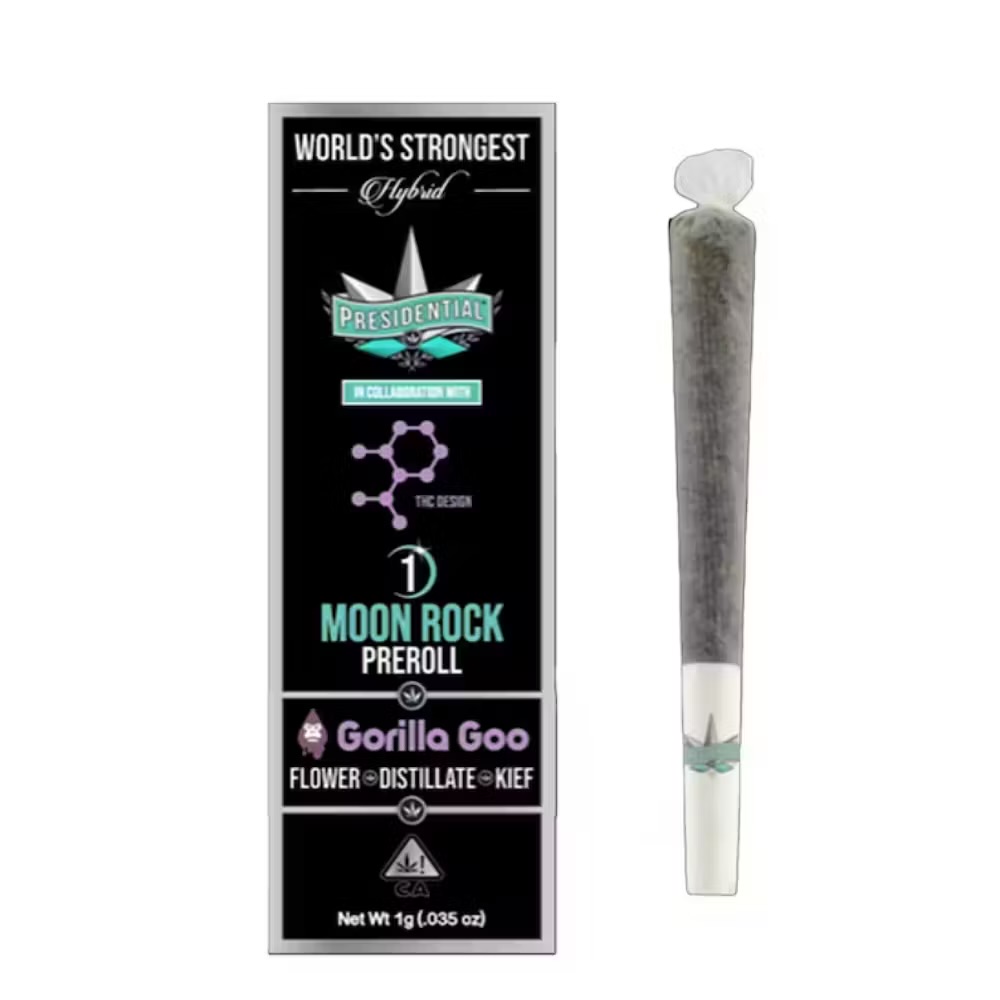 Photograph of product: PRESIDENTIAL - INFUSED PREROLL - - HYBRID - GORILLA GOO