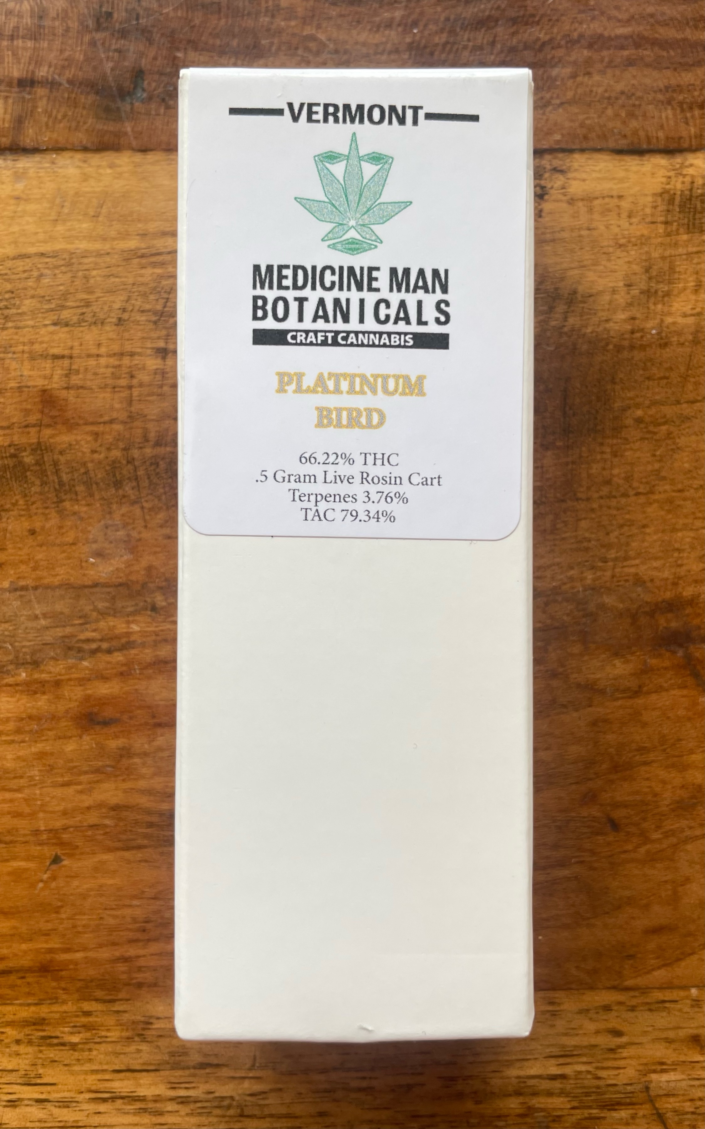 Photograph of product: VT Medicine Man | Platinum Bird Live Rosin | Cartridge | .5g