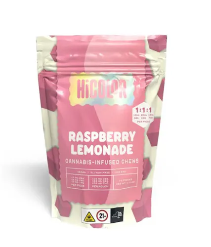 Photograph of product: Raspberry Lemonade | 1:1:1 TH-oui:CBD:CBG | 10 x 10mg