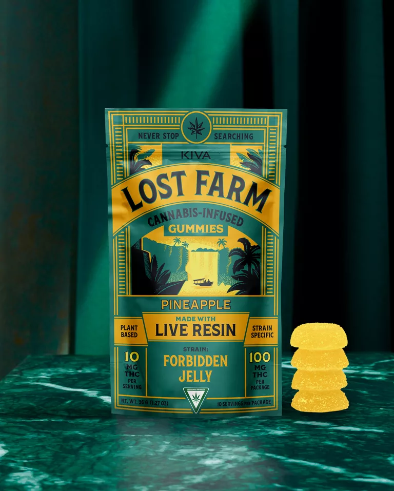 Photograph of product: Kiva Confections - Lost Farms Live Resin Gummies - Golden Pineapple - 200mg