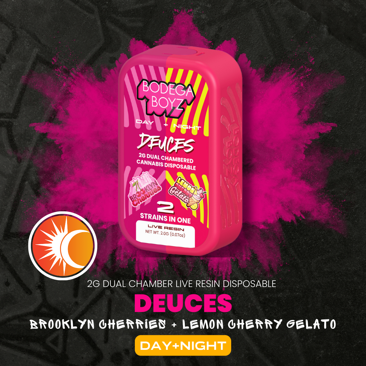 Photograph of product: Bodega Boyz- Disposable Vape-Dual Strain-Brooklyn Cherries & Lemon Cherry Gelato
