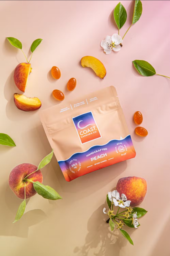 Photograph of product: Coast Oui'd CO. Peach 20:1 Infused Gummies (CBD:TH-oui) Microdosed (C0070000119)