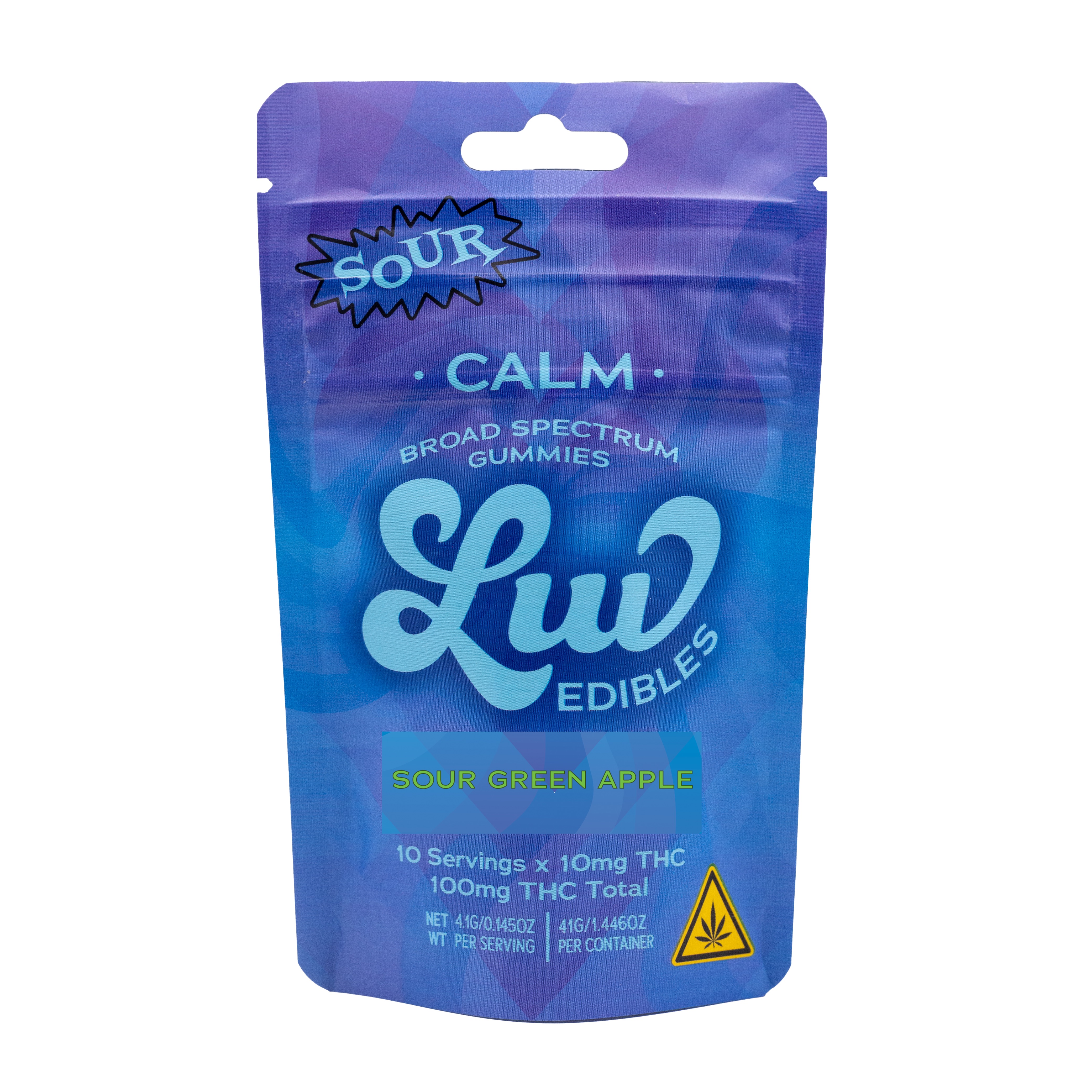 Photograph of product: LUV Edible Calm Gummies Sour Green Apple 10pk