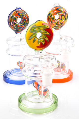 Photograph of product: Glass - Small Reverse Donut Stemless GoG water Pipe with Inline Perc - WP3096