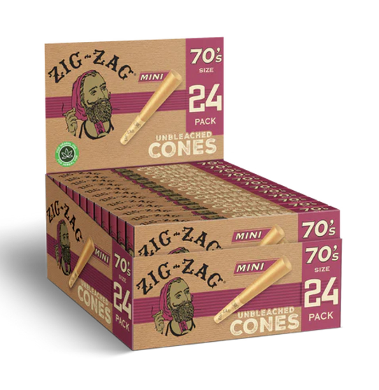 Photograph of product: Zig Zag Unbleached Cones Mini 70mm 24pk