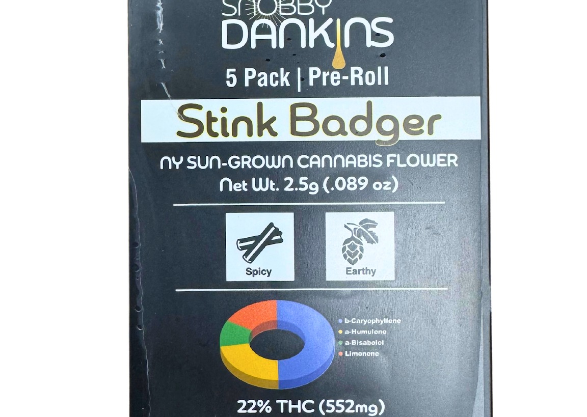 Photograph of product: Snobby Dankins | Stink Badger | Pre-Rolls (5 pack)