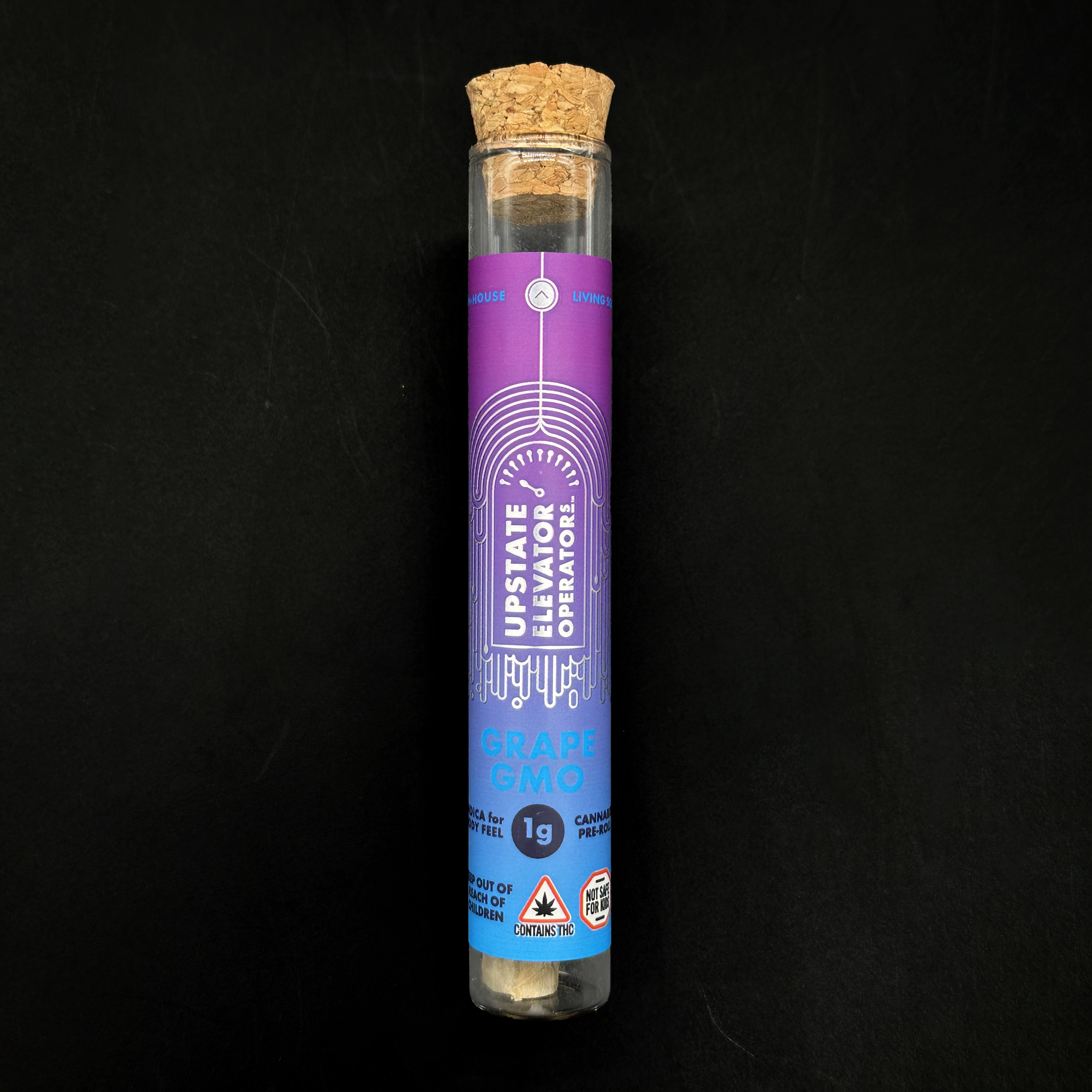 Photograph of product: Grape GMO 1g Pre-roll - Living Soil Oui'd - Upstate Elevator Operators