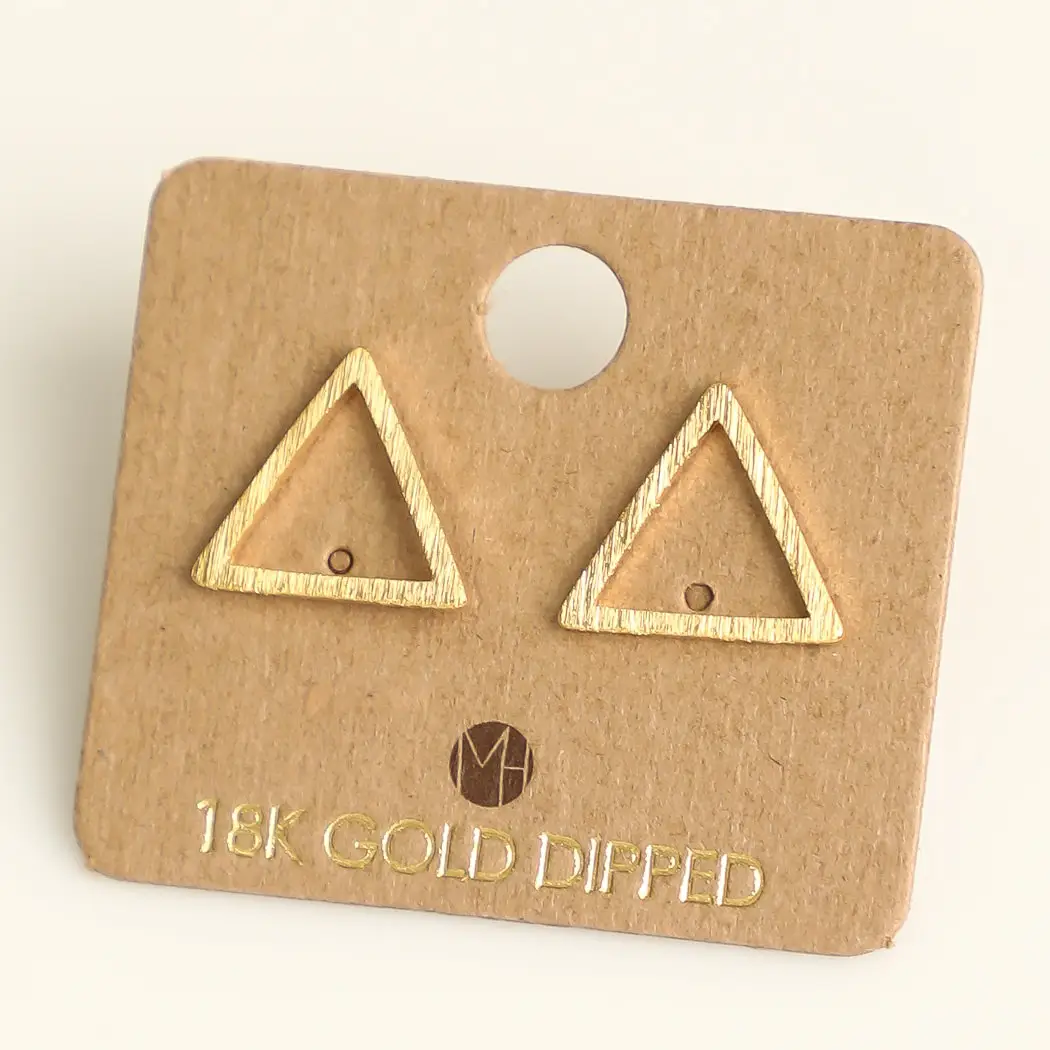 Photograph of product: Triangle Cut Out Stud Earrings - Gold