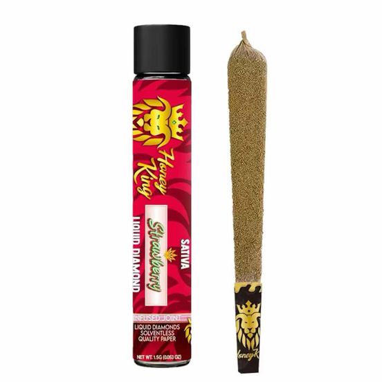 Photograph of product: Honey King - Strawberry Cough Crushed Diamond Infused Preroll 1.5G - 