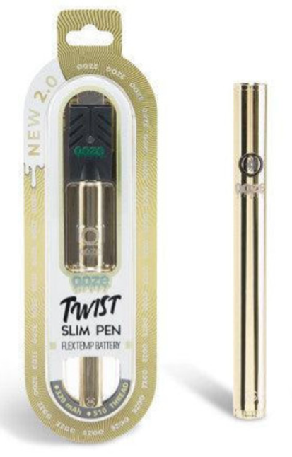 Photograph of product: Ooze Slim Twist Pro Dual Quartz Atomizer | Lucky Gold