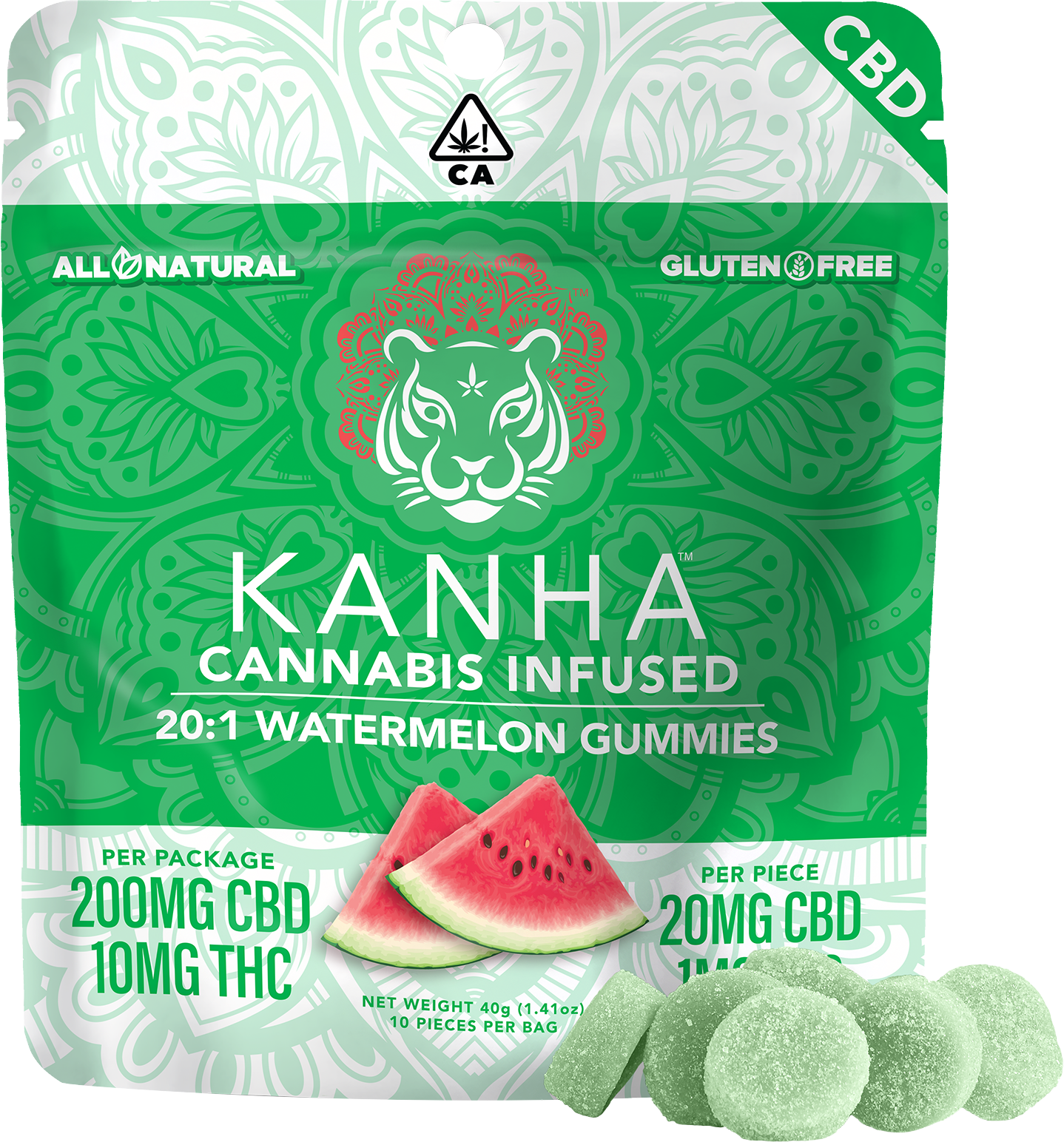 Photograph of product: 20:1 Watermelon CBD Gummies 10-pack | 200mg