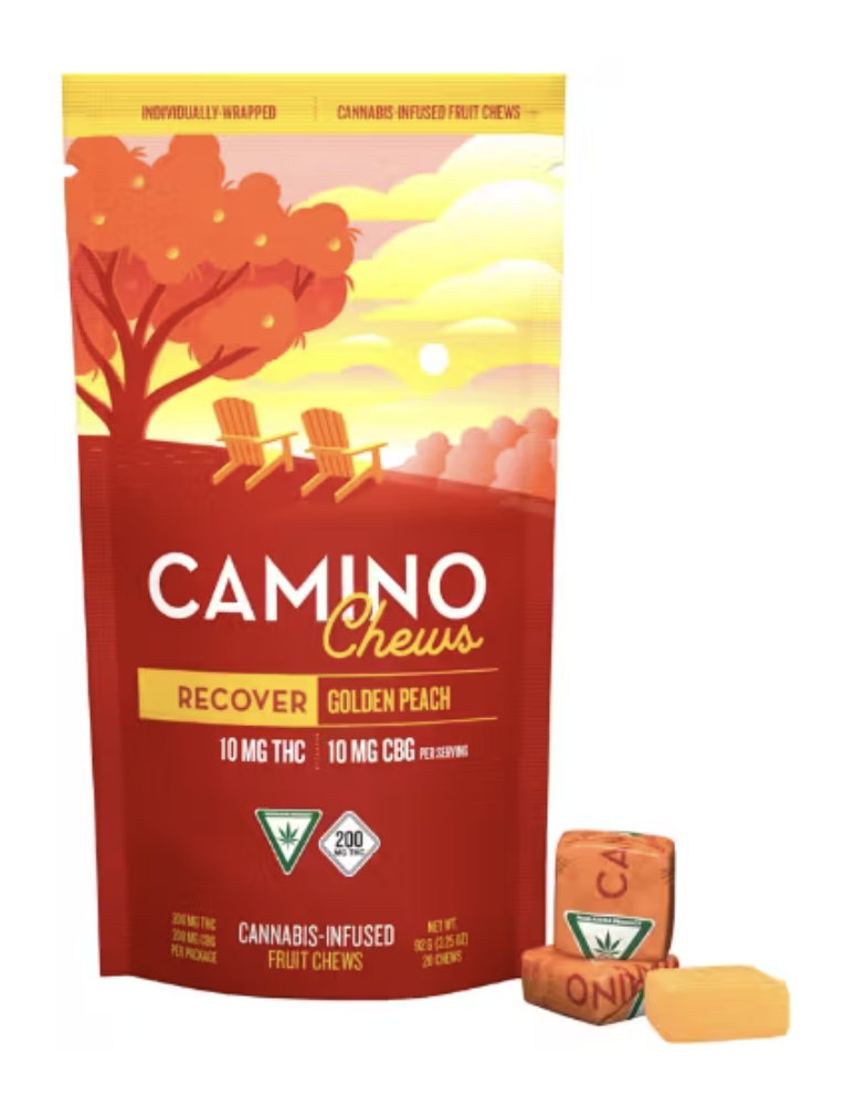 Photograph of product: Camino | Golden Peach | 10:10 CBG | 200mg Fruit Chews