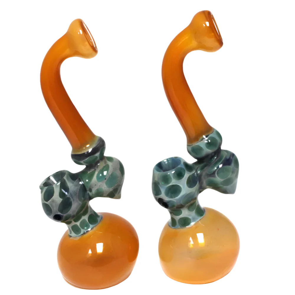 Photograph of product: 9.5''Gold Fumed With Bubble Art Color Sherlock Style Heavy Duty Glass Bubbler Large Size