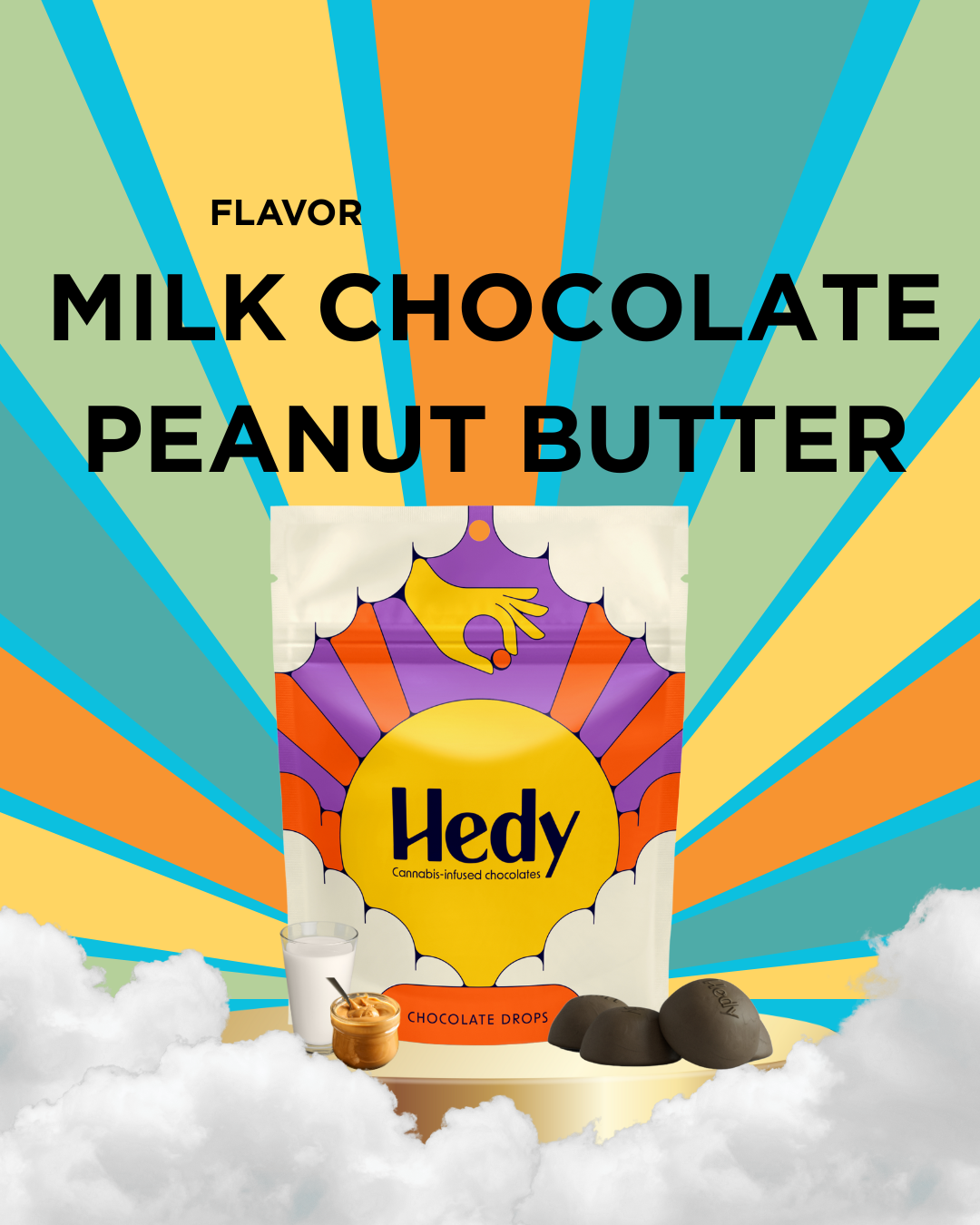 Photograph of product: Hedy Chocolate Drops RSO 100mg - Milk Peanut Butter