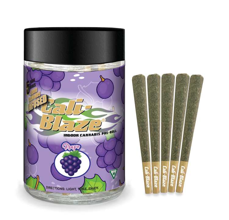 Photograph of product: Cali-Blaze - 5-Pack Infused Prerolls - Grape