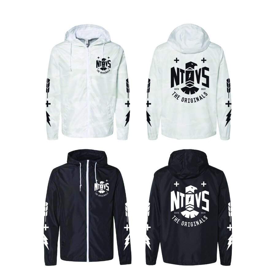 Photograph of product: The NTVs Thunderbird Windbreaker - White Camo - X-Large
