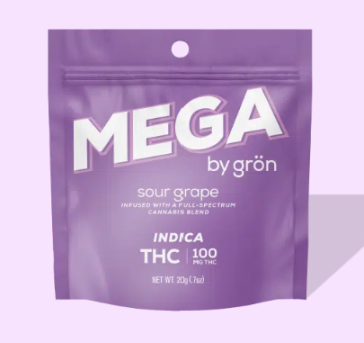 Photograph of product: Gron - Mega Pearl Gummies Sour Grape - 100mg
