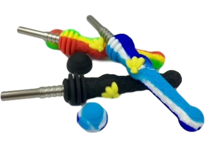 Photograph of product: Silicone Dab Straw with Honey Bee 14mm Titanium Tip
