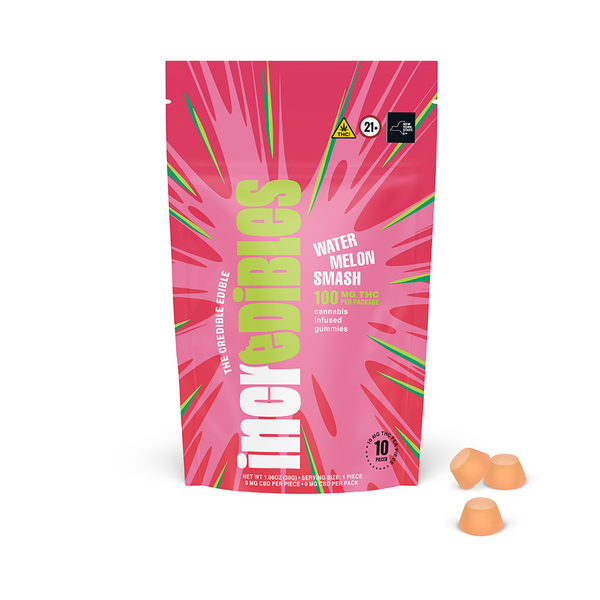 Photograph of product: Incredibles | Watermelon Smash | Gummies | 100mg | 10ct