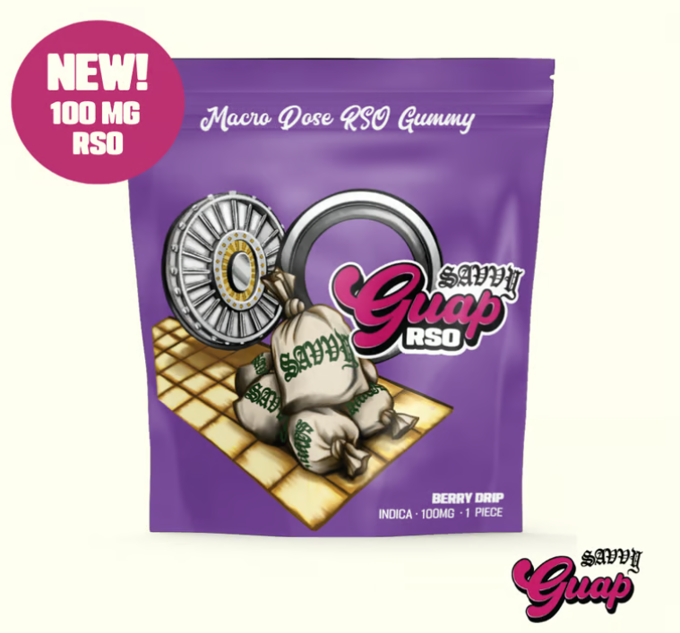 Photograph of product: Savvy | RSO Berry Drip | Guap Gummy | 1pc | 100mg