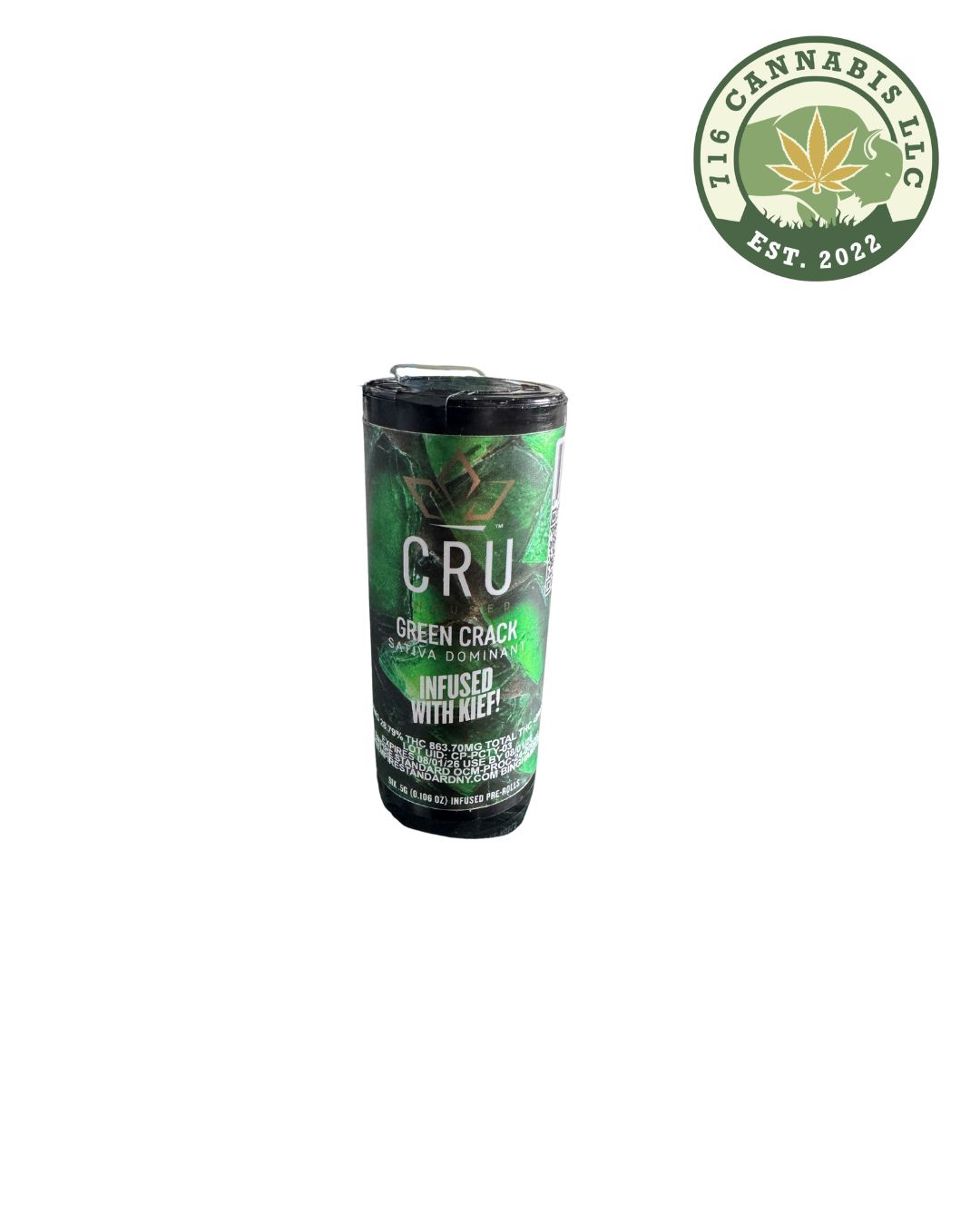 Photograph of product: CRU | Green Crack Infused Pre-rolls 6 pk