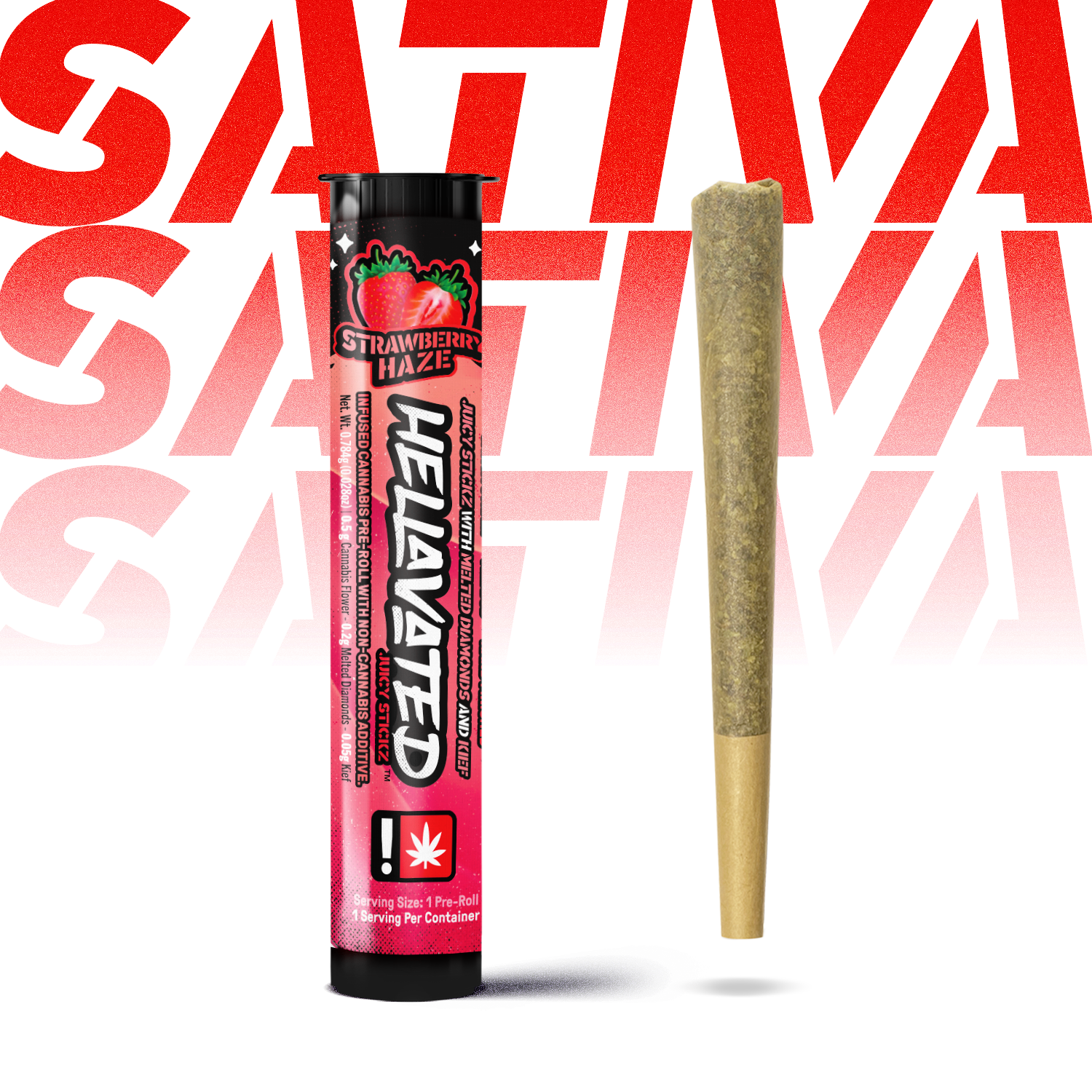 Photograph of product: Hellavated - Strawberry Haze - 0.78g Infused Pre Roll