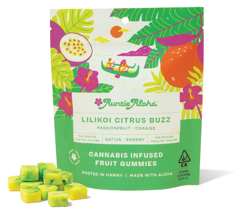 Photograph of product: Auntie Aloha - Lilikoi Citrus Buzz - Gummies 20 pk