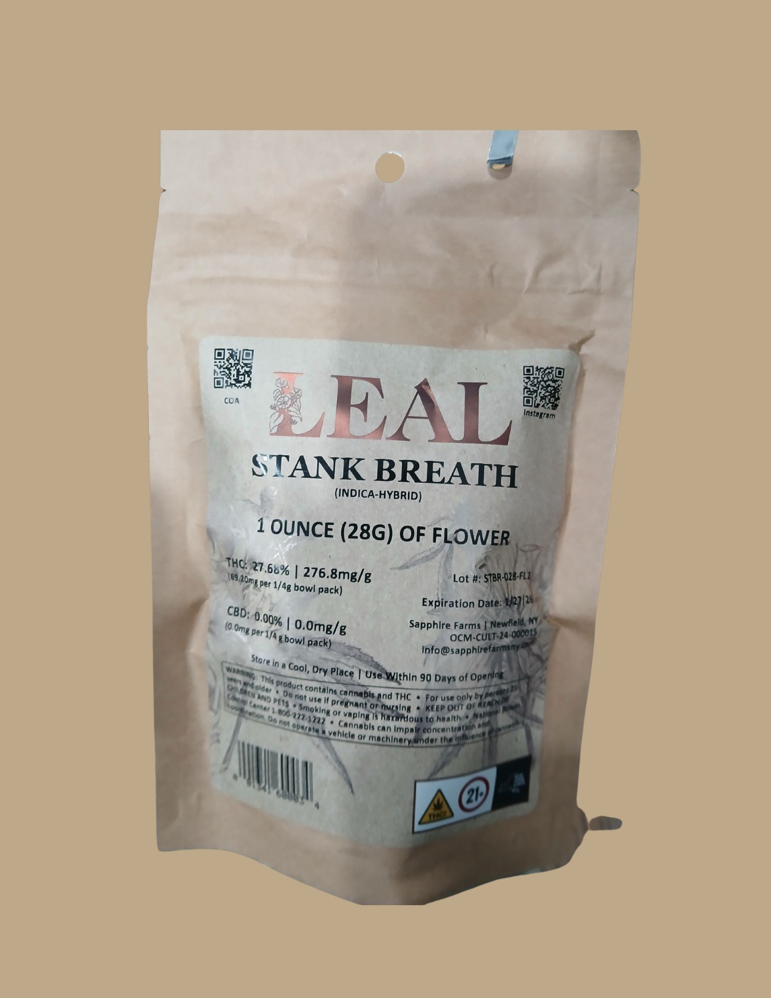 Photograph of product: Leal | 28g | Flower Bag | Stank Breath