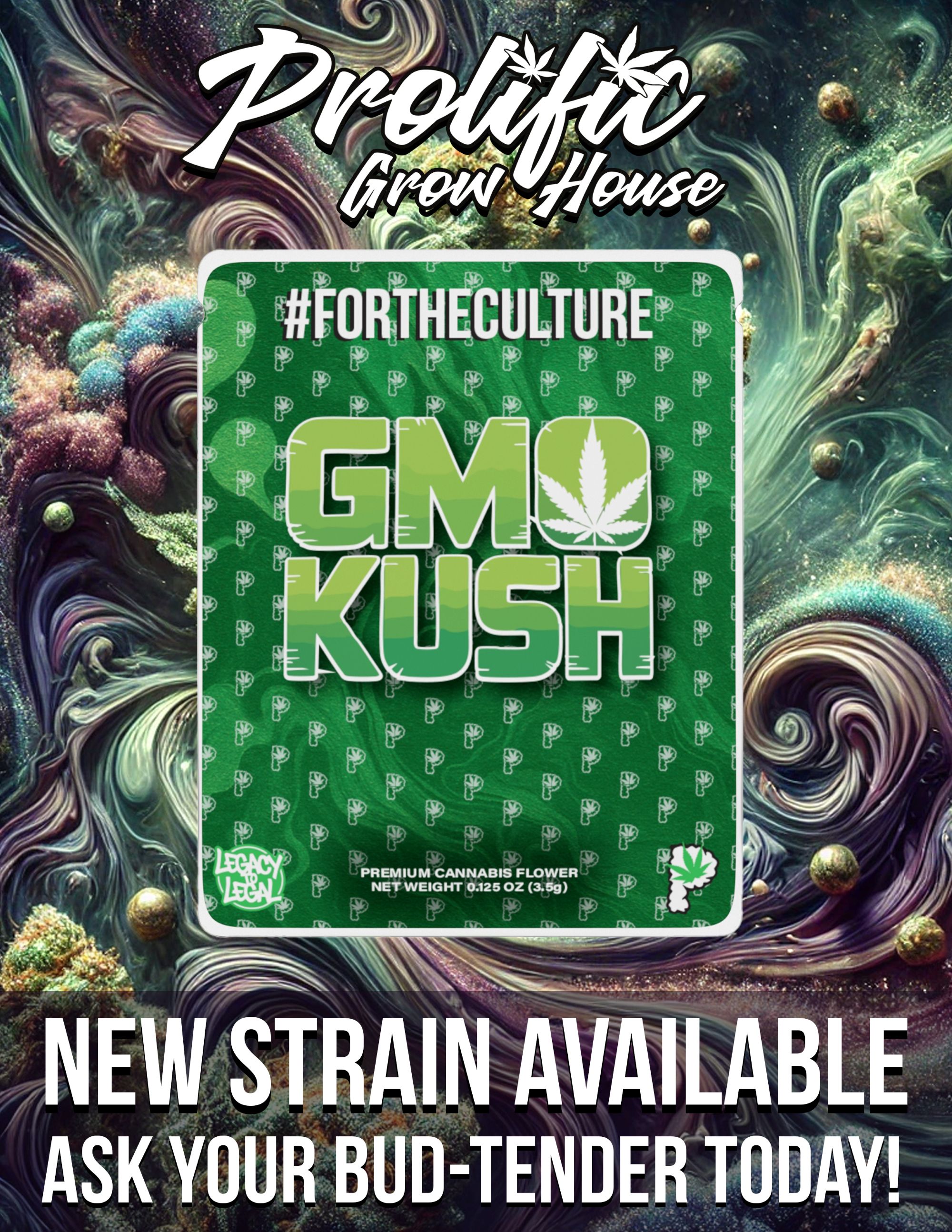 Photograph of product: Prolific Growhouse - GMO Kush - 3.5g