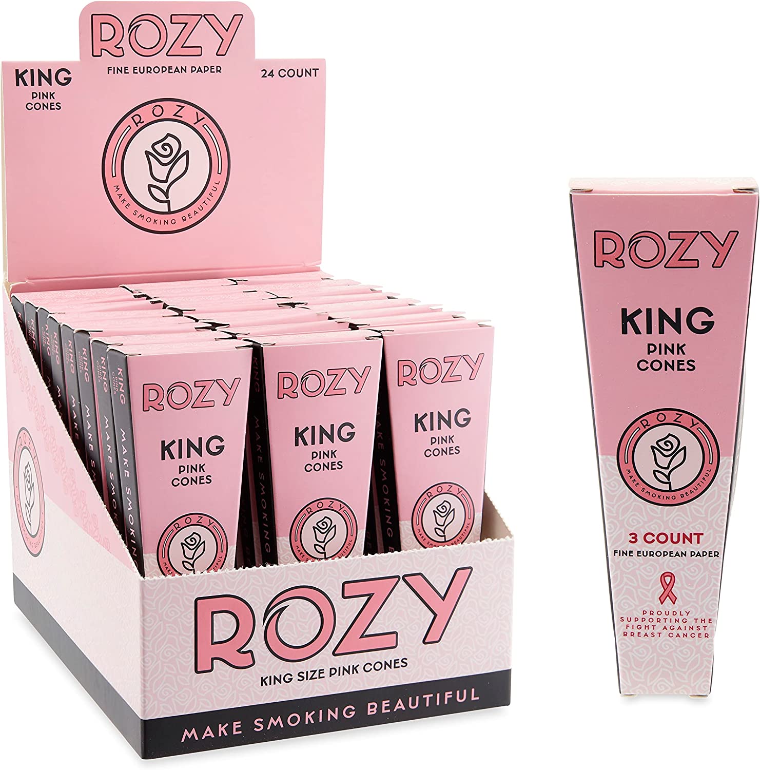 Photograph of product: BULK ROZY PINK CONES KING SIZE - 2PK