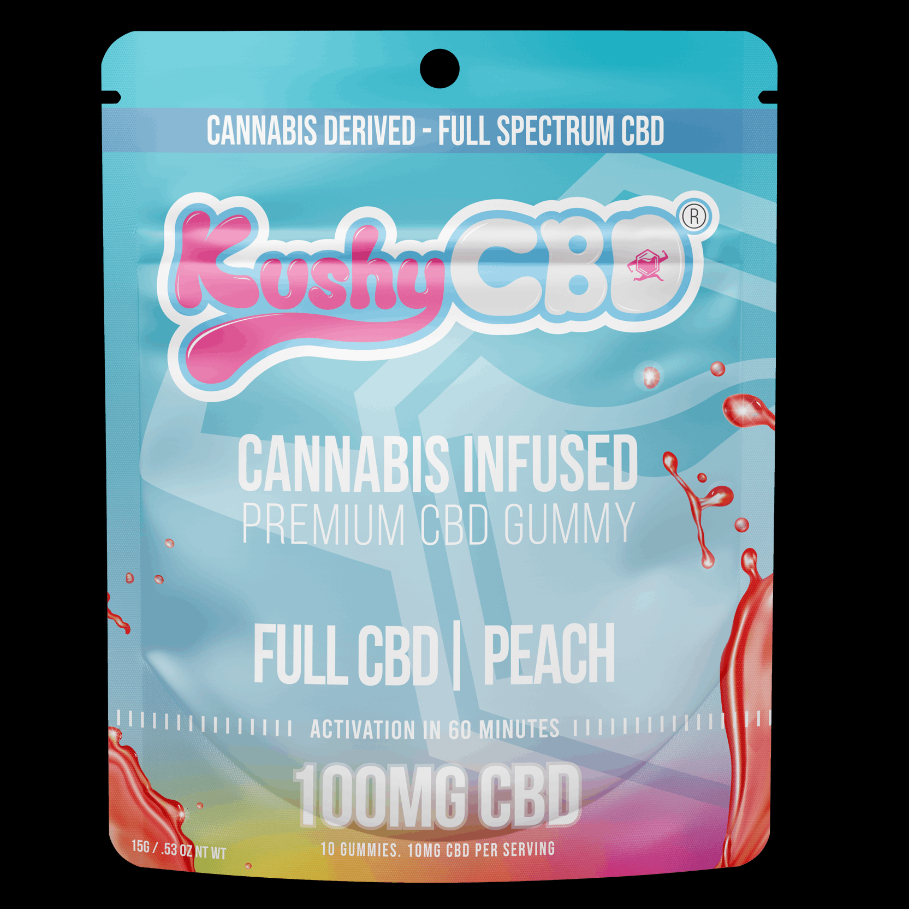 Photograph of product: KUSHY PUNCH | PEACH (H) | 100MG CBD TRAY