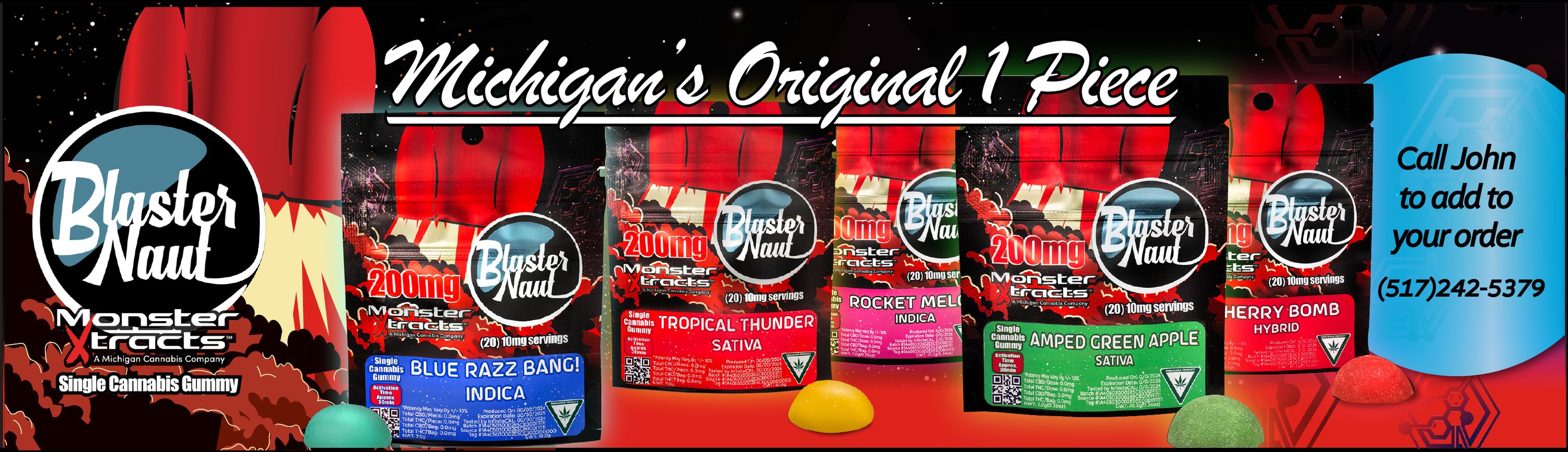 Photograph of product: MonsterX Ballistic Berry 1x200mg RSO BLASTERNAUT