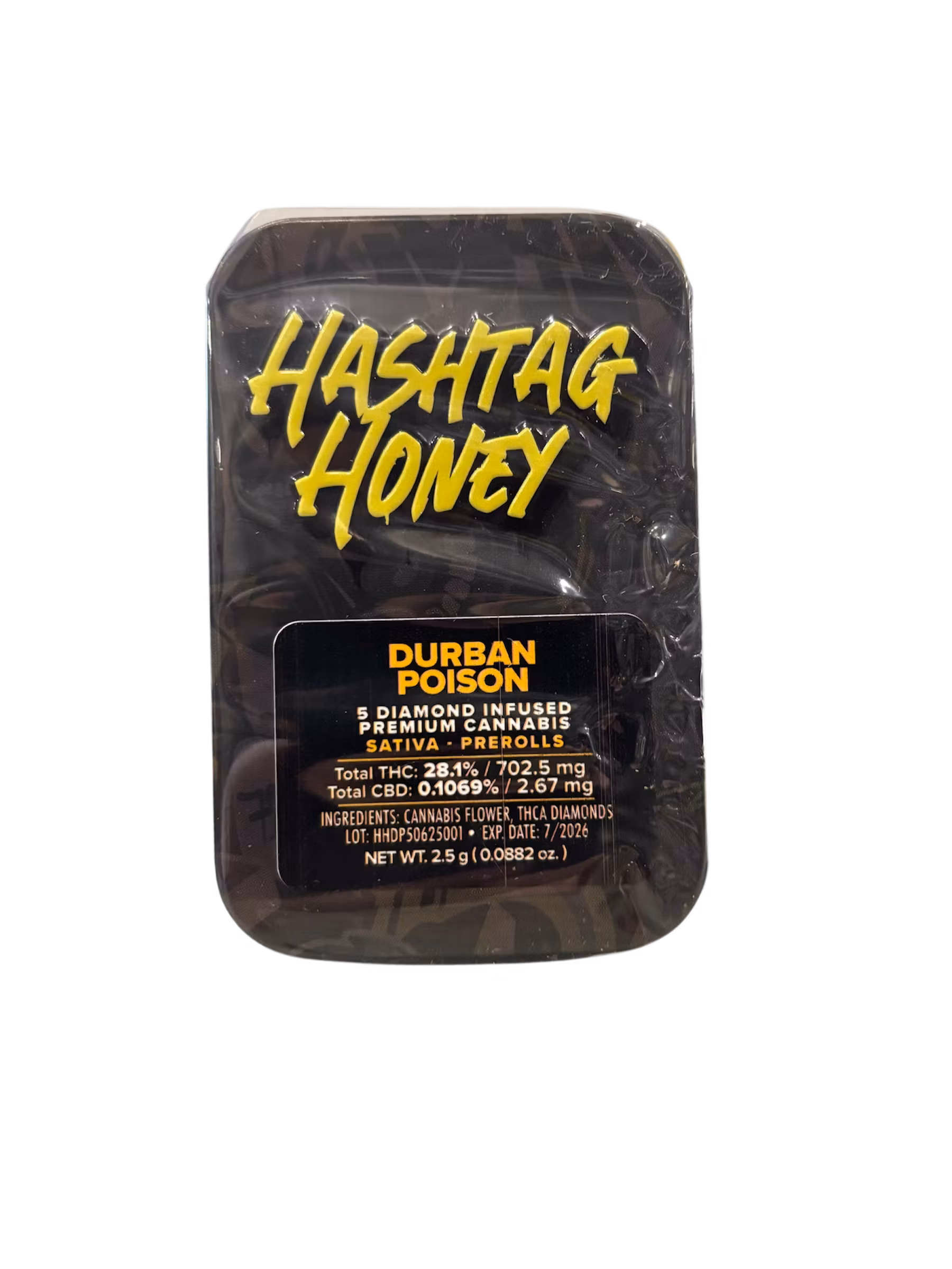 Photograph of product: 5-pack Diamond Infused Pre-Rolls - Durban Poison