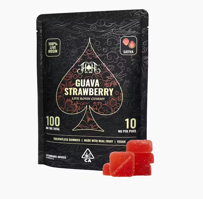 Photograph of product: Heavy Hitters Guava Strawberry Oui'd Live Rosin Gummies 100mg
