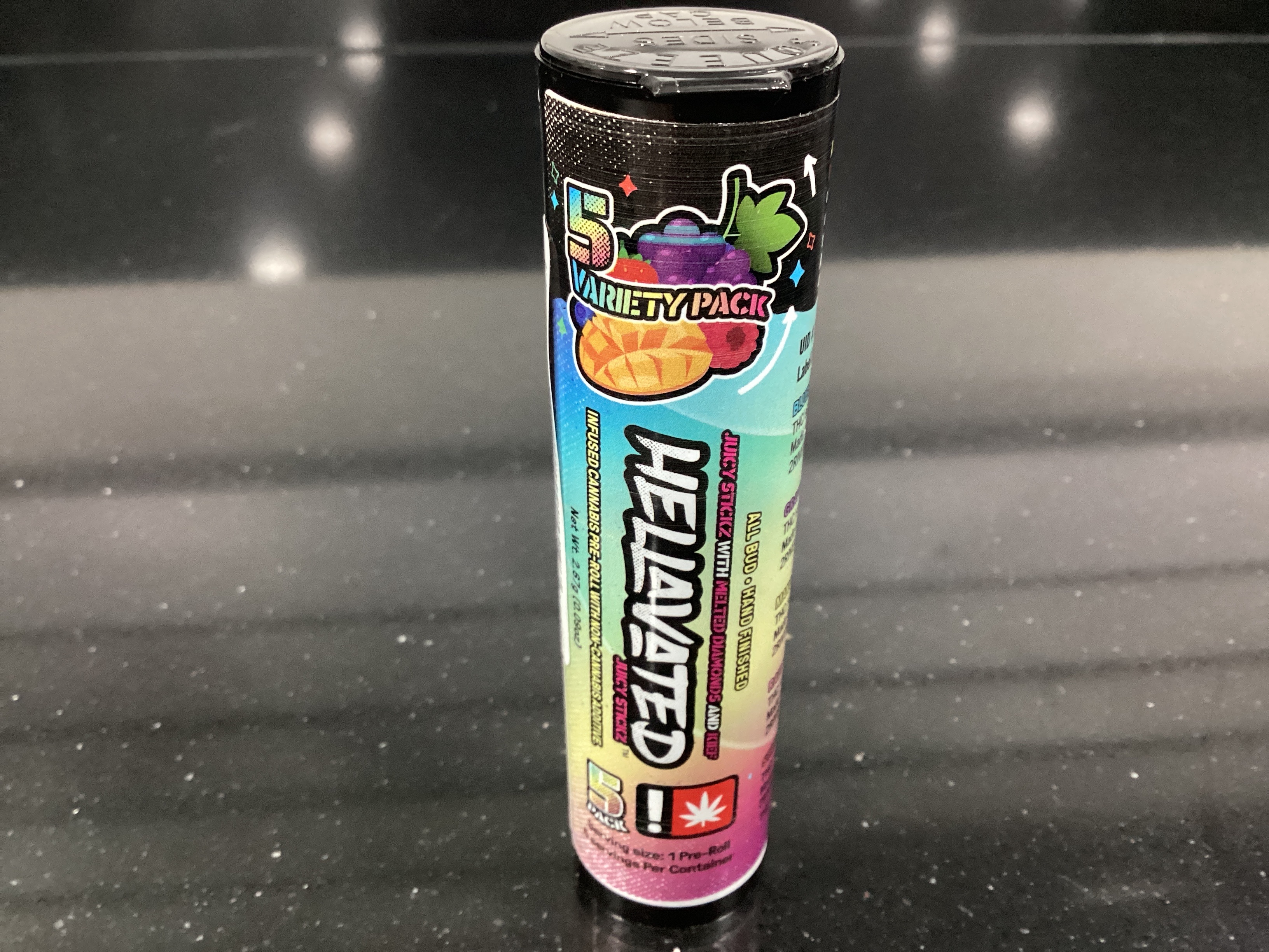 Photograph of product: Hellavated Juicy Stickz Variety Flavored Infused Pre-Roll 5 Pack