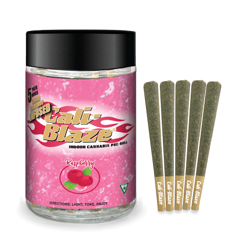 Photograph of product: Cali Blaze - 5 Pack Infused Prerolls - Raspberry