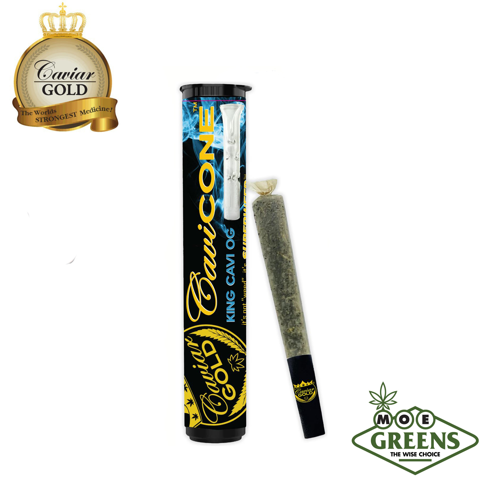 Photograph of product: KING CAVI OG CAVI CONE [INFUSED W/ DISTILLATE & TERPS + GLASS TIP]