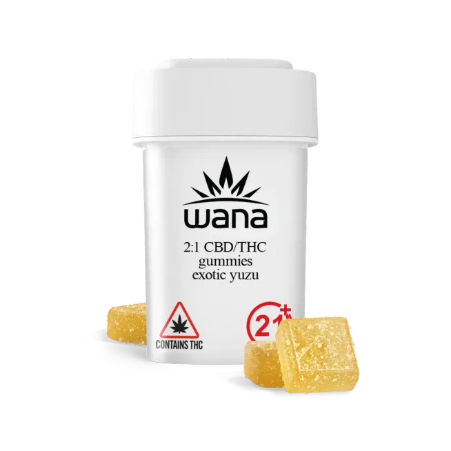 Photograph of product: Wana 2:1 CBD/THC Gummies Exotic Yuzu 00164