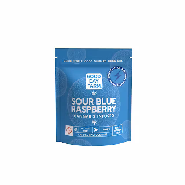 Photograph of product: SOUR BLUE RASPBERRY | FAST-ACTING GUMMY | 10 PACK | 10MG