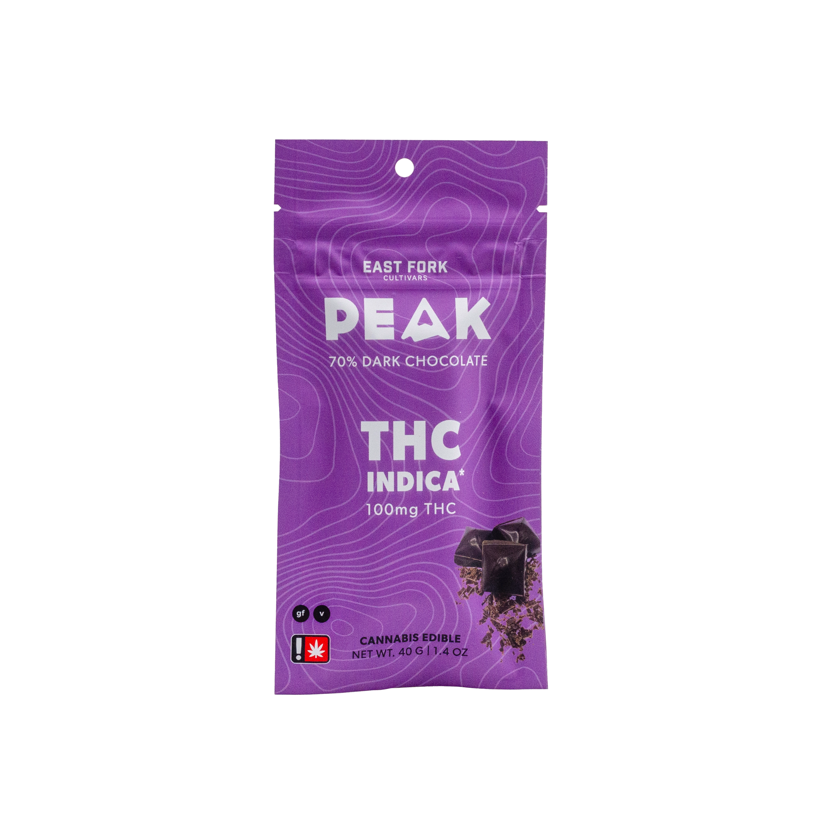 Photograph of product: Chocolate - Peak 100mg 70% Dark Chocolate Oui'd - Purple Dosi