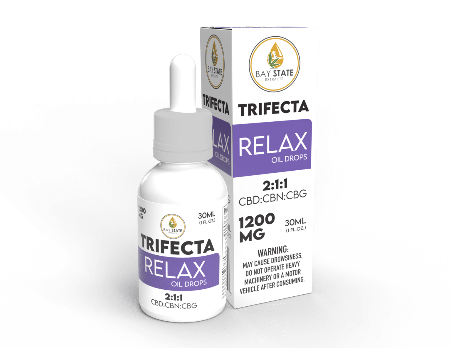 Photograph of product: Bay State Hemp Co - Trifecta Relax Oil Drops