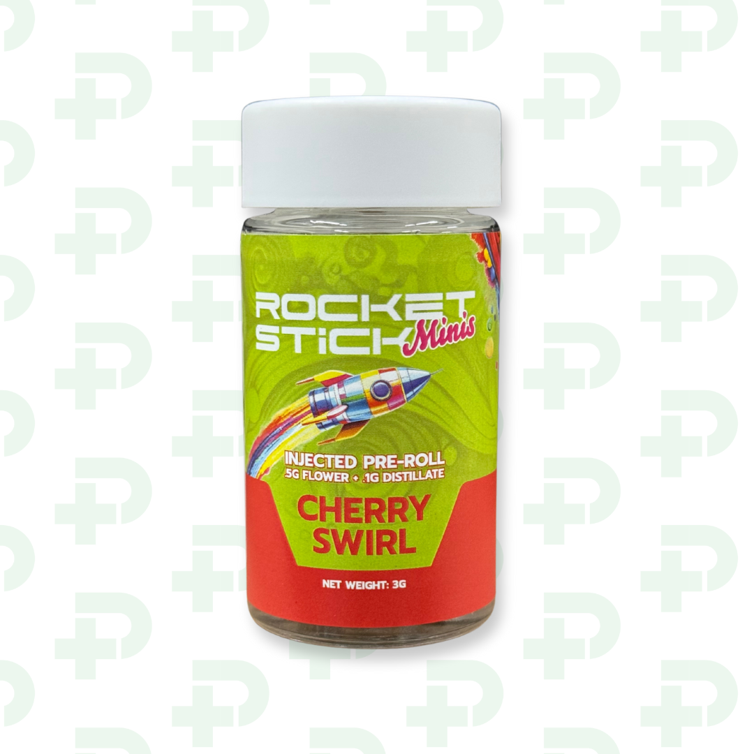 Photograph of product: Rocket Stick 5 Pack Mini Infused Preroll - Cherry Swirl