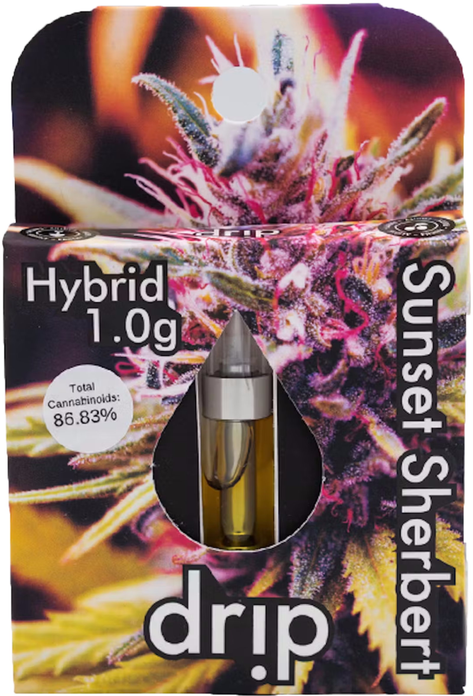 Photograph of product: DRIP | SUNSET SHERBERT | HYBRID | 510 CARTRIDGE | 1G | REC