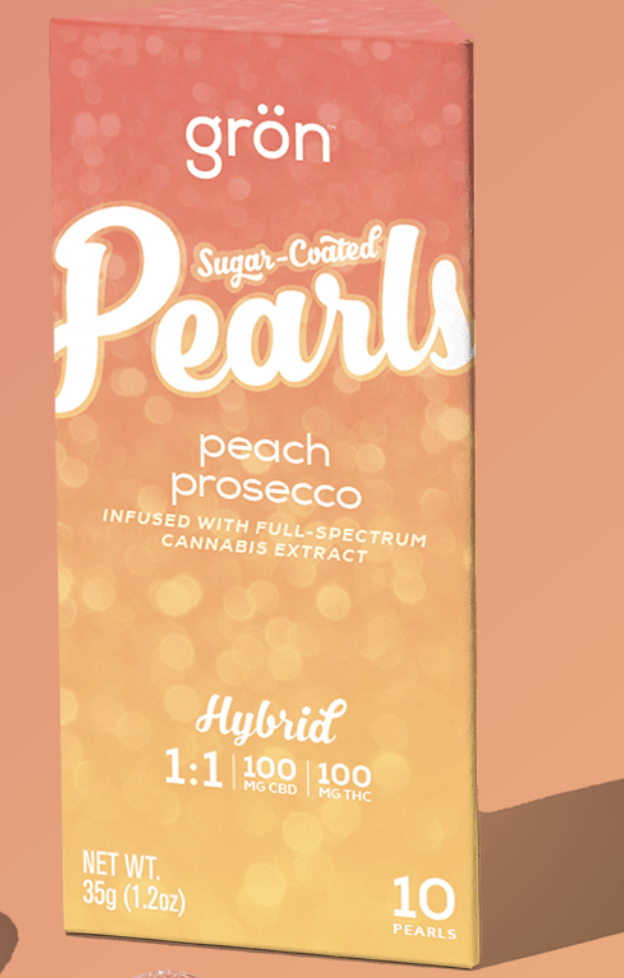 Photograph of product: Peach Prosecco - 1:1 100mg TH-oui 100mg CBD - 10pck Gummies
