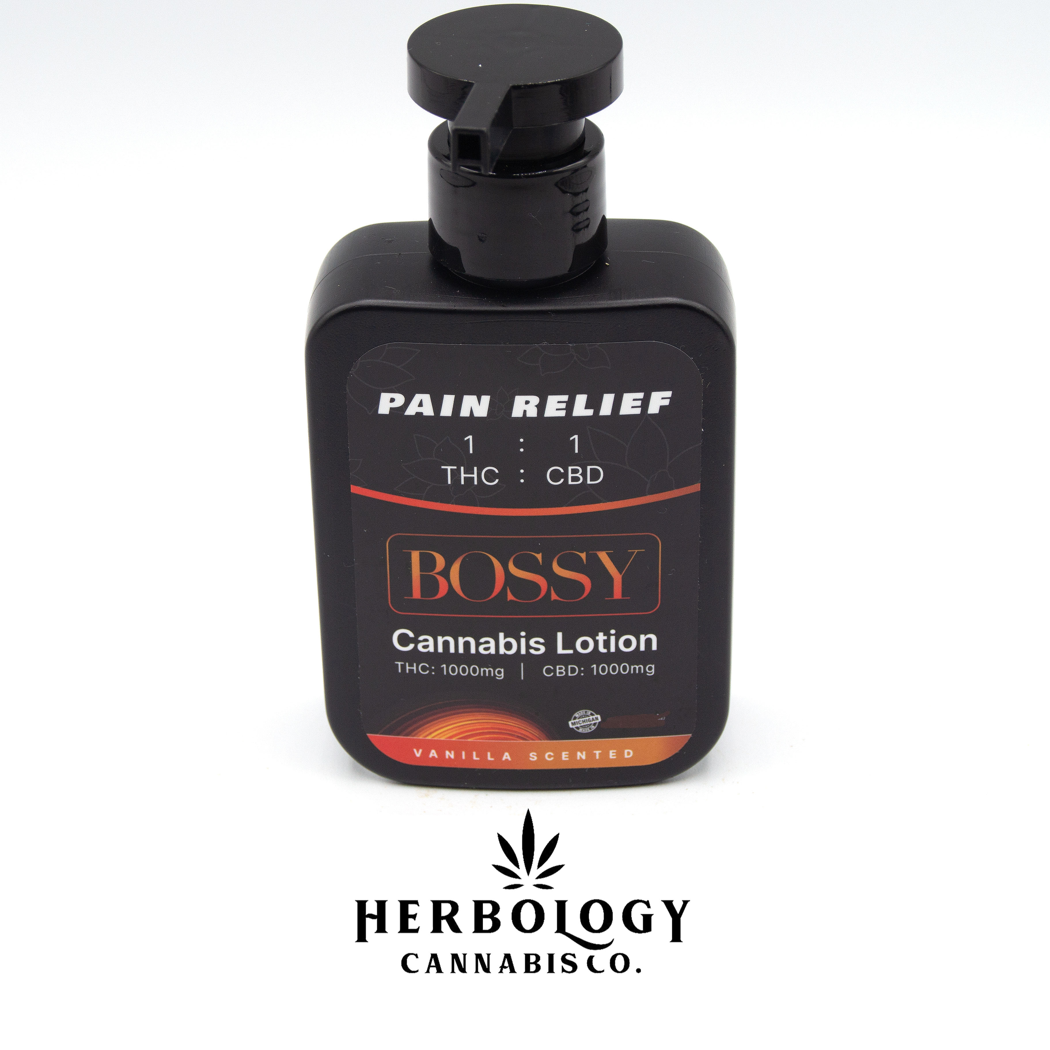 Photograph of product: Bossy | Lotion | Vanilla | 1:1 TH-oui:CBD 1000mg:1000mg