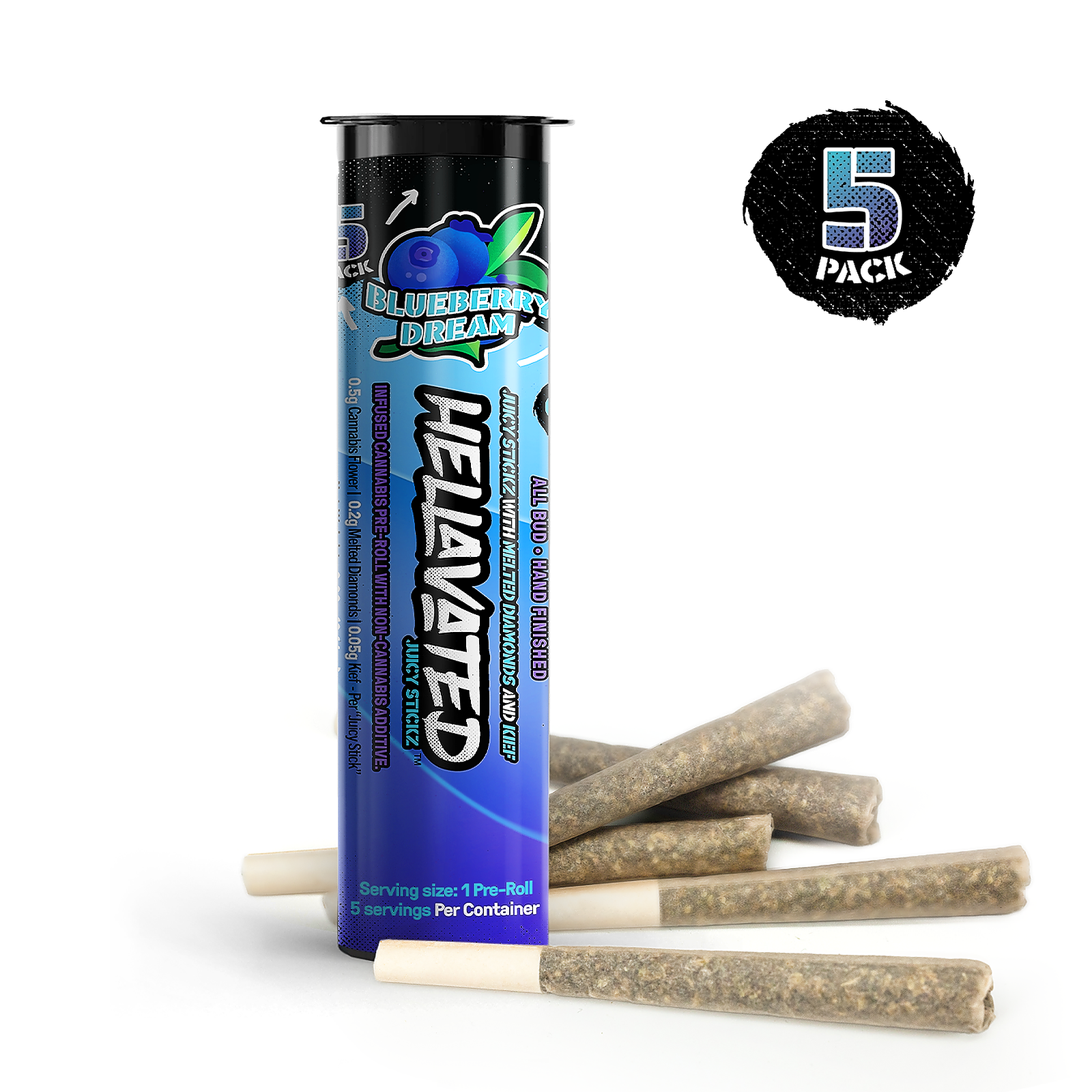 Photograph of product: Hellavated - Blueberry Dream 5pk Infused Cones