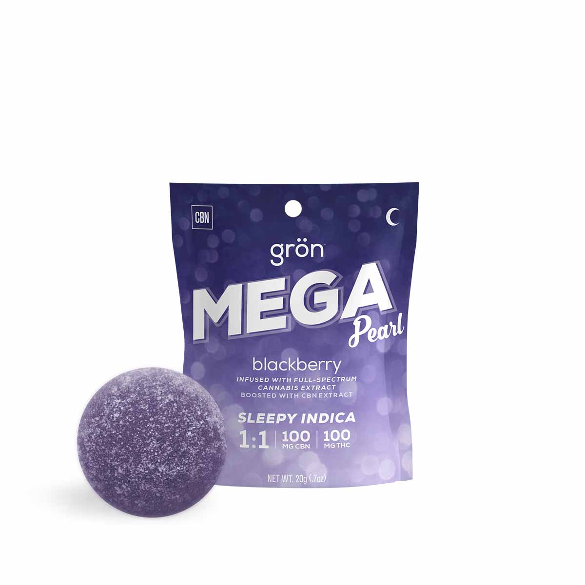 Photograph of product: Gron Blackberry Mega Pearl 1:1 100 MG (TH-oui/CBN)