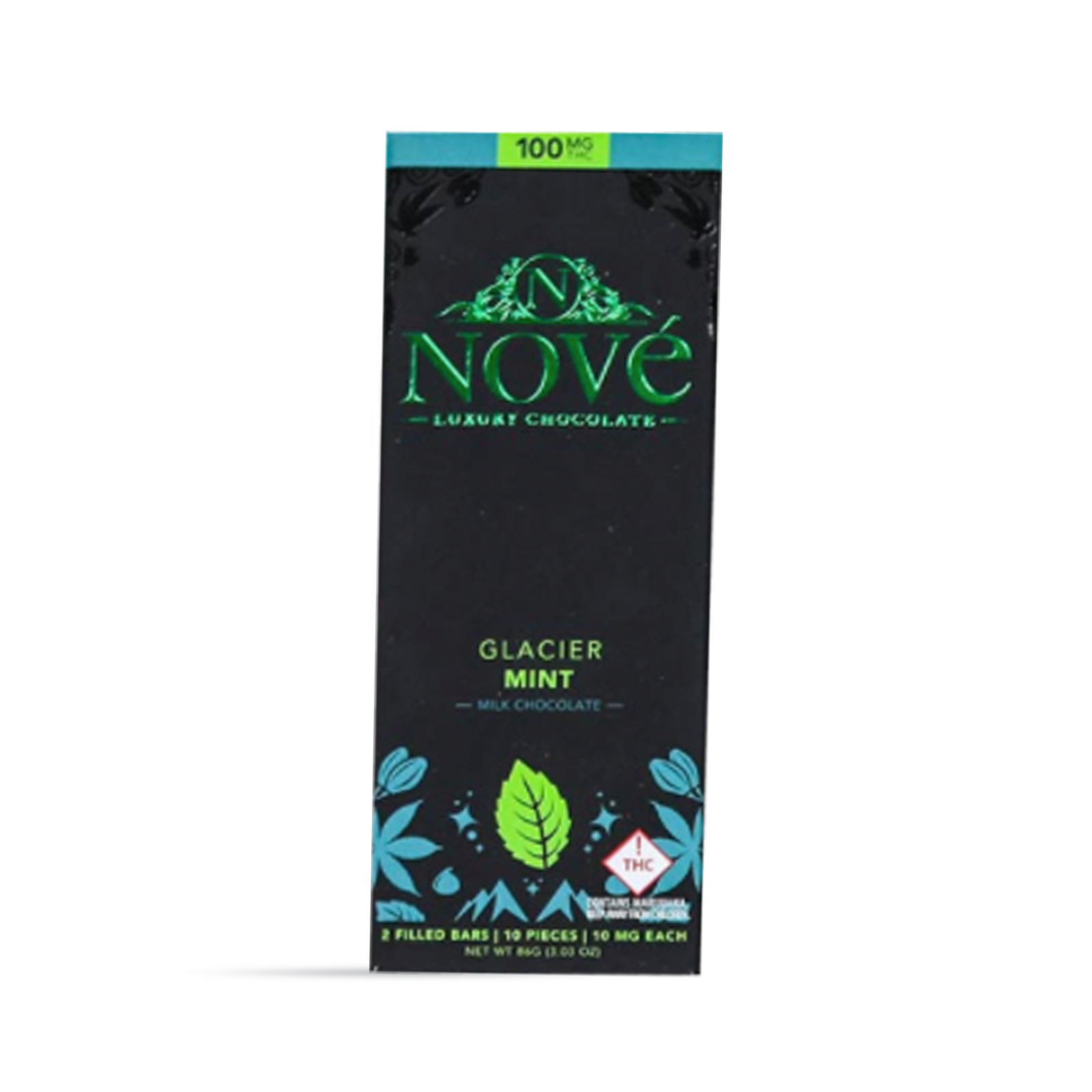 Photograph of product: Glacier Mint Filled Luxury Milk Chocolate Bar | 100mg